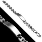 Ezüst színű nemesacél karkötő, gravírozható dísszel