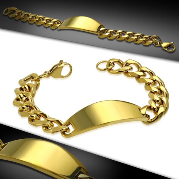 Arany színű, gravírozható nemesacél karlánc ékszer