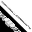 Ezüst színű nemesacél karkötő, cirkónia kristályos dísszel