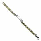 Arany és ezüst színű, nemesacél karkötő, lapos szemekkel, gravírozható dísszel