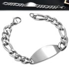 Ezüst színű, nemesacél karkötő, gravírozható dísszel