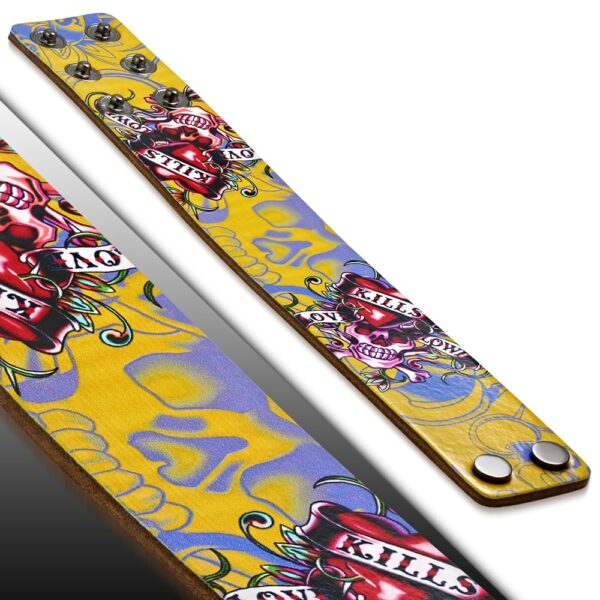 Koponya mintás bőr karkötő