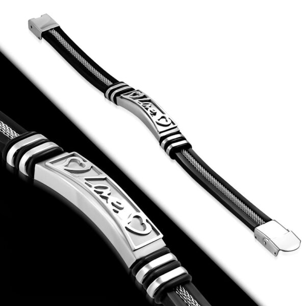 Fekete kaucsuk karkötő LOVE FELIRATTAL