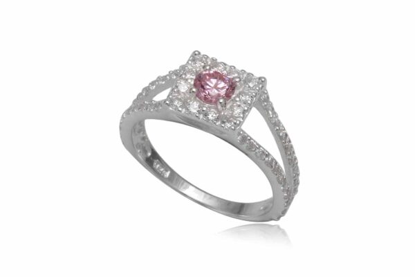 925 Ezüst gyűrű pink cirkónia kristállyal