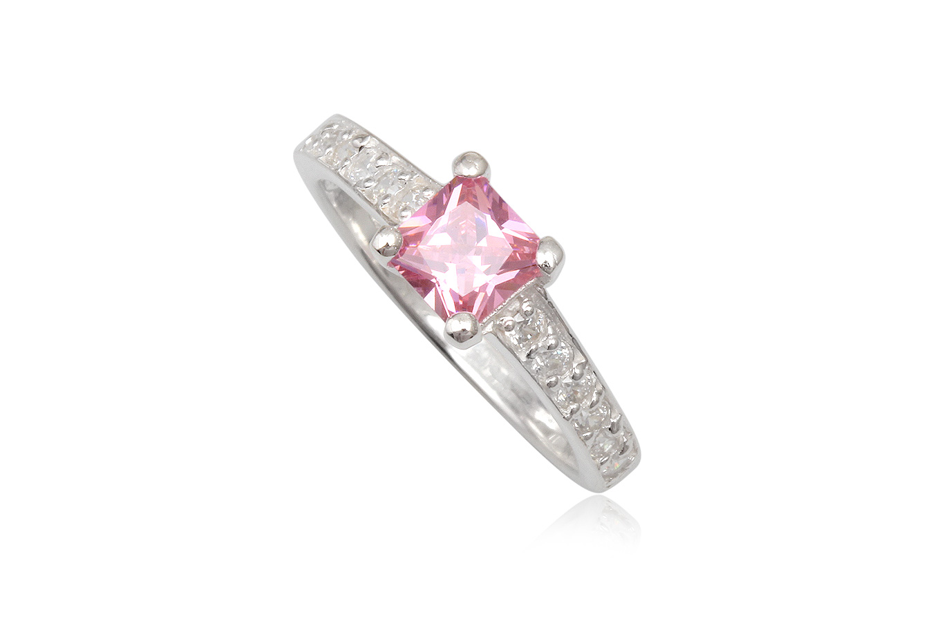 Ezüst gyűrű rózsaszín cirkónia kristállyal