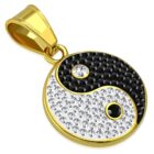 Ezüst és fekete színű, Yin-Yang mintás nemesacél  medál