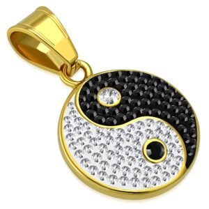 Ezüst és fekete színű, Yin-Yang mintás nemesacél  medál