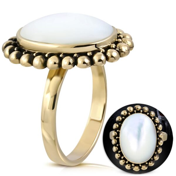 Mother of Pearl nemesacél gyűrű