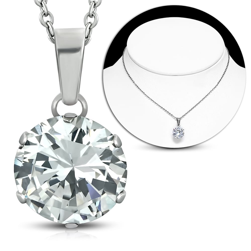images Nemesacél nyaklánc cirkónia kristály medállal - Image 1