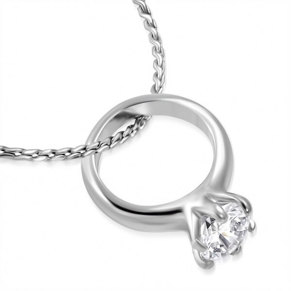 Gyűrűs, cirkónia kristállyal díszített ezüst színű nyaklánc