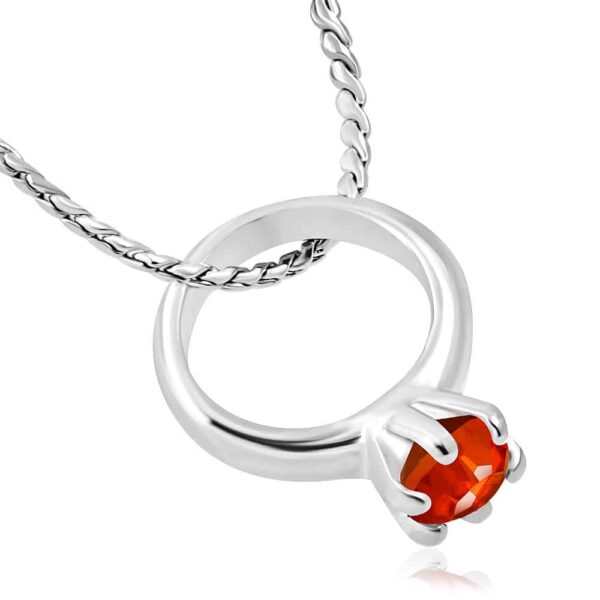 Gyűrűs, cirkónia kristállyal díszített ezüst színű nyaklánc