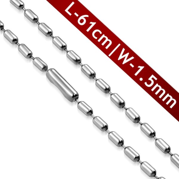 Ezüst színű, ovális szemű katonai nemesacél nyaklánc