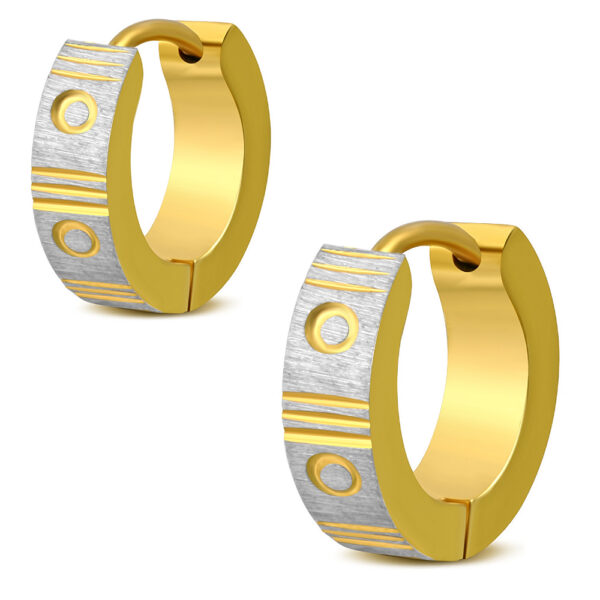 Arany és ezüst színű, mintás nemesacél fülbevaló 