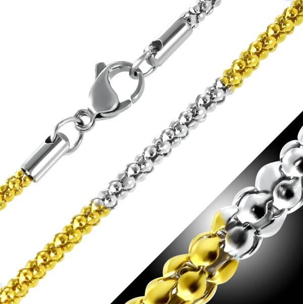 Arany-ezüst színű gömb mintás nemesacél nyaklánc 2.5 mm