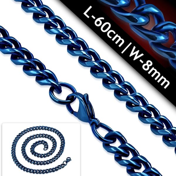 8 mm - 60 cm  hosszú  lapos szemű nemesacél nyaklánc