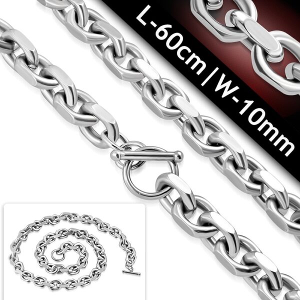 10 mm  csavart szemű nemesacél nyaklánc