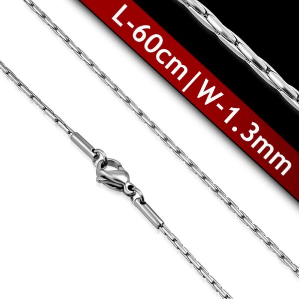 Ezüst színű nemesacél nyaklánc, ovális szemekkel