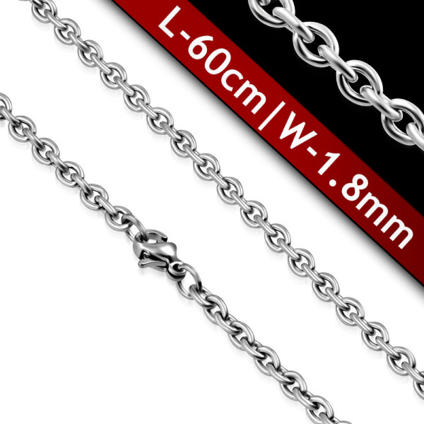 Ezüst színű nemesacél nyaklánc ékszer, ovális szemekkel