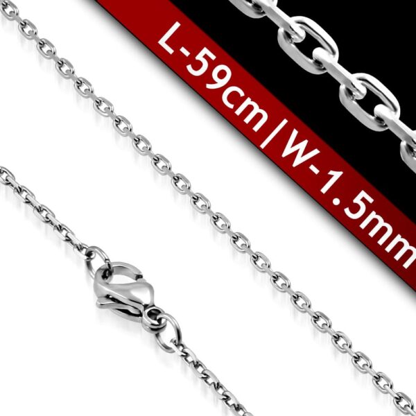 Ezüst színű nemesacél nyaklánc, ovális szemekkel