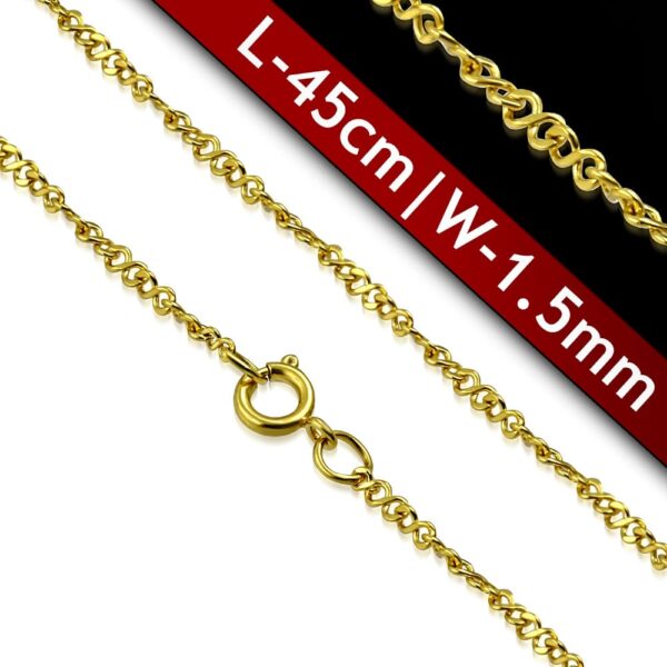 Arany színű nemesacél nyaklánc, ovális szemekkel