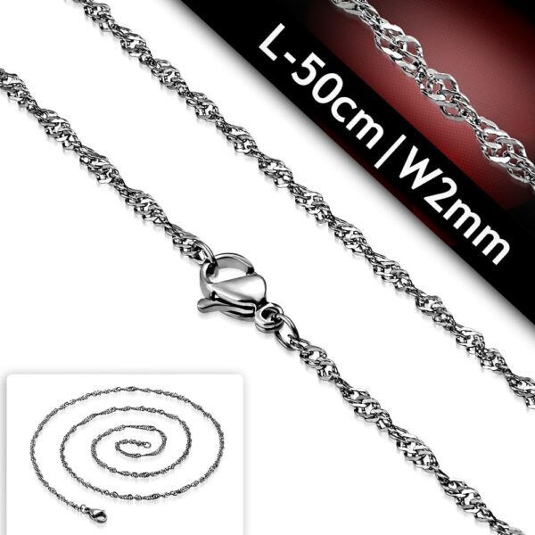 Ezüst színű nemesacél nyaklánc ékszer 2 mm