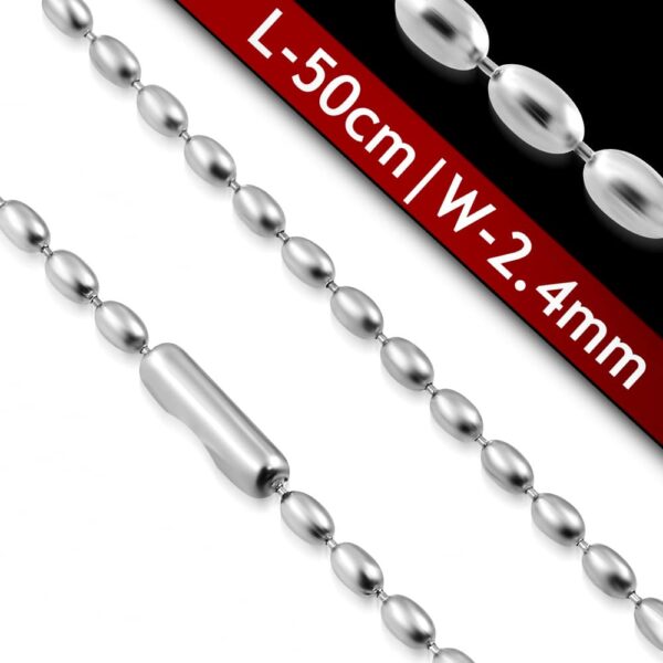 50 cm-es, 2.4 mm széles ezüst színű nemesacél nyaklánc