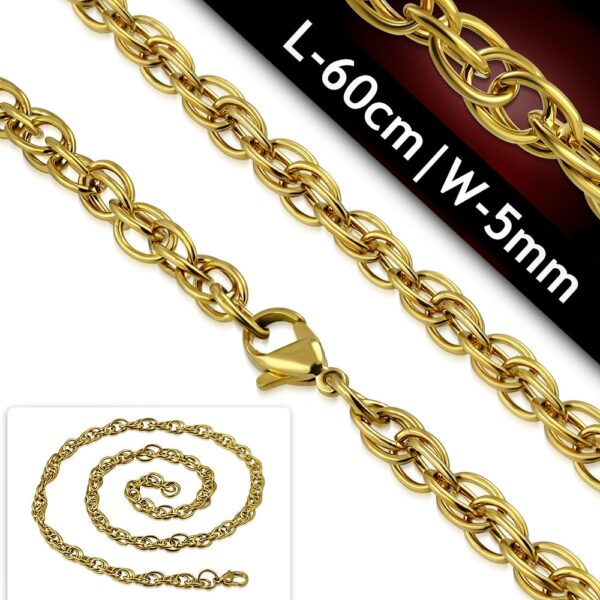 Arany színű nemesacél nyaklánc 60 cm