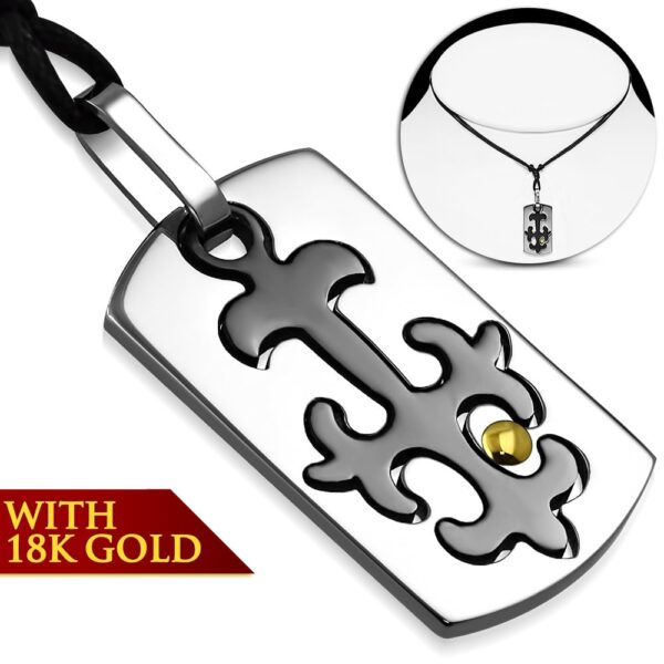 Ezüst - fekete, kétrészes nemesacél medállal, fonal lánccal