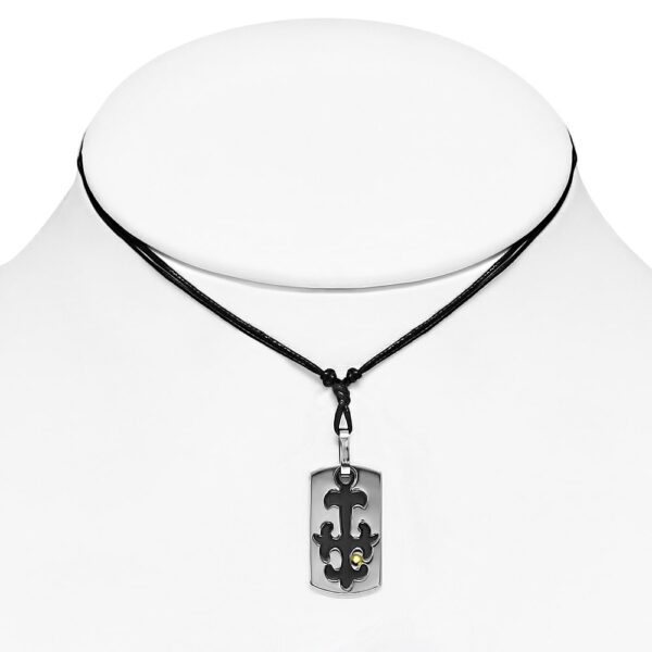Ezüst - fekete, kétrészes nemesacél medállal, fonal lánccal