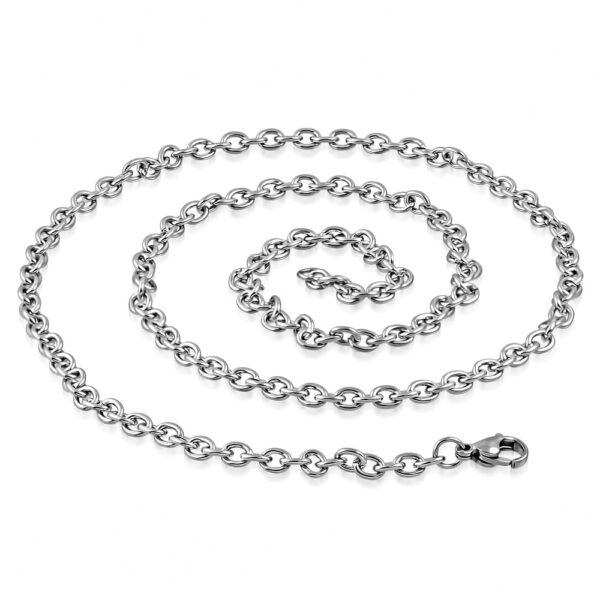 Ezüst színű, ovális szemű nemesacél nyaklánc