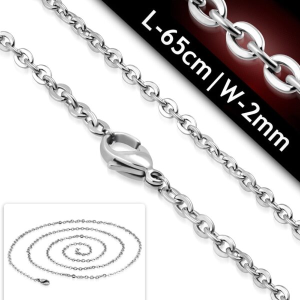 Ezüst színű, ovális szemű nemesacél nyaklánc