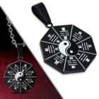 Ezüst és fekete színű, Yin-Yang mintás nemesacél  medál