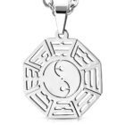 Ezüst színű, nyolc szögletes nemesacél medál Yin-Yang mintával