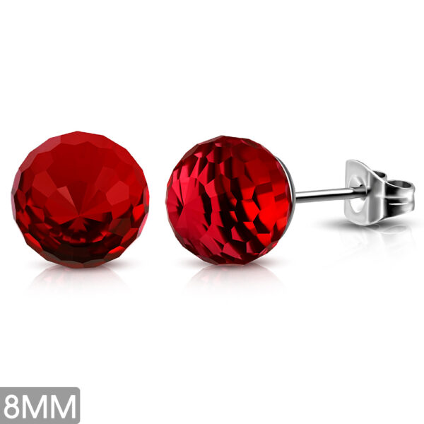 Piros színű gömb nemesacél fülbevaló 
