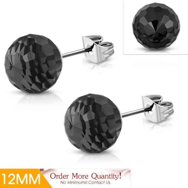 Fekete színű gömb nemesacél fülbevaló