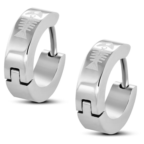 Ezüst színű, halcsont mintás nemesacél fülbevaló 