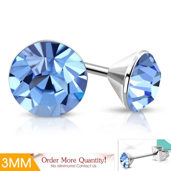 ULTRA Mini - világos kék  színű kristályos pont nemesacél fülbevaló ékszer