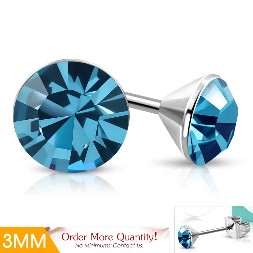 ULTRA Mini - aquamarine színű kristályos pont nemesacél fülbevaló ékszer