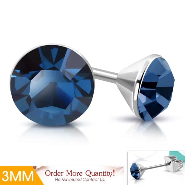 ULTRA Mini - JEANS BLUE színű kristályos pont nemesacél fülbevaló ékszer