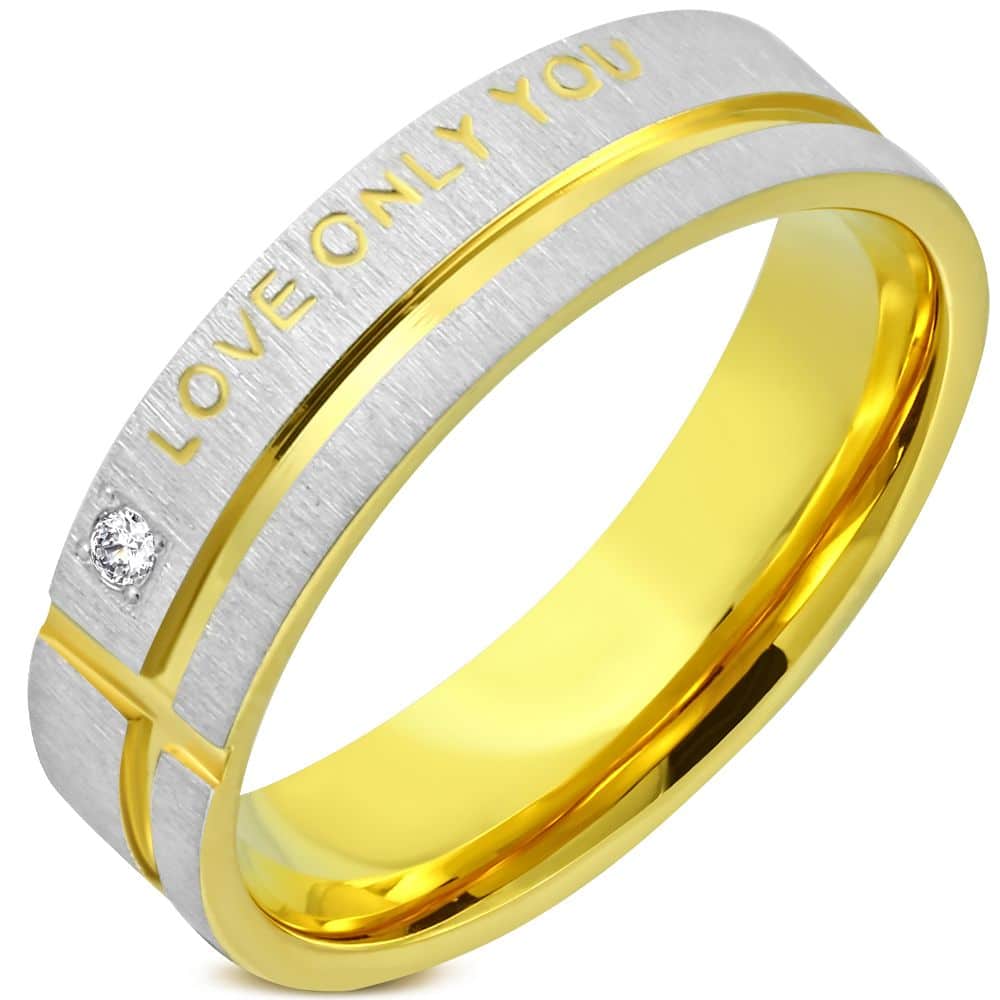 Nemesacél Esküvői Karikagyűrű Kereszt motívum - Love only you felirat