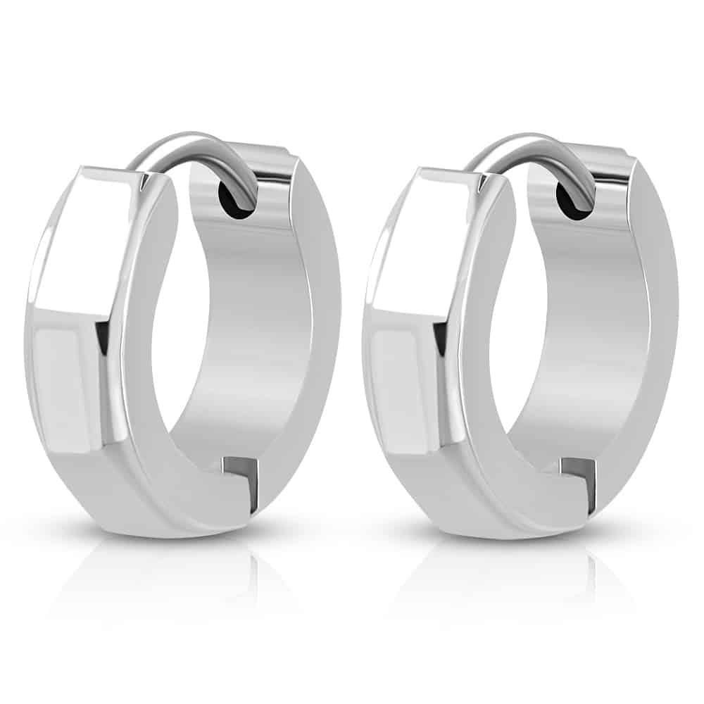 images Ezüst színű, szögletes felületű nemesacél fülbevaló