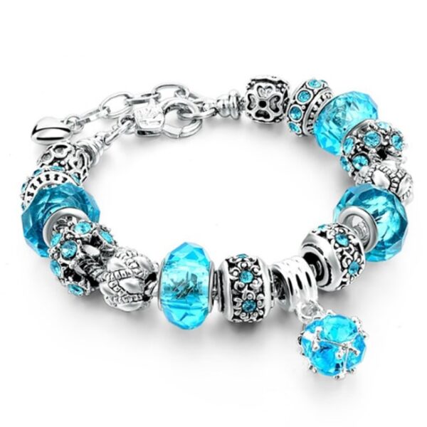 Pandora stílusú kristályos karkötő - Türkiz 