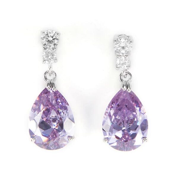 4 karátos szintetikus zafír kristállyal ékesített fülbevaló ajándék díszdobozban – Luayo Purple