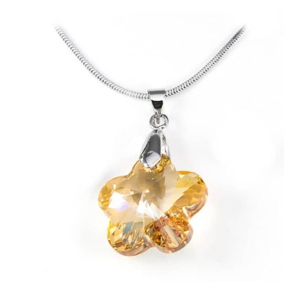 Swarovski® kristályos nemesacél nyaklánc - 14 mm - Virág - Golden Shadow