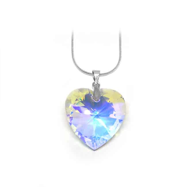 Swarovski® kristályos nemesacél nyaklánc - 28 mm - Szív - Crystal AB