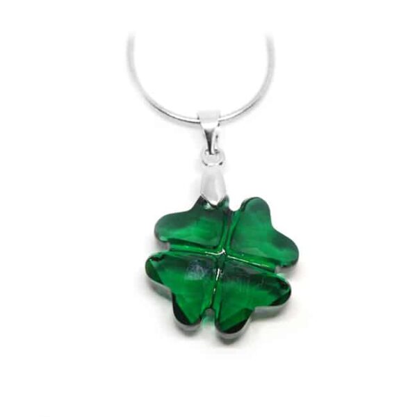 Swarovski® kristályos nemesacél nyaklánc - 19 mm - Lóhere - Emerald