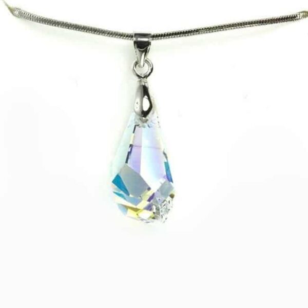 Swarovski® kristályos nemesacél nyaklánc - 21 mm - Csepp - Crystal AB