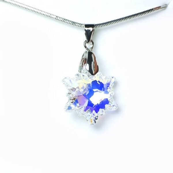 Swarovski® kristályos nemesacél nyaklánc - 18 mm - Havasi Gyopár - Crystal AB