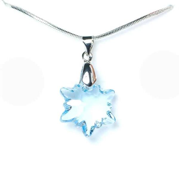 Swarovski® kristályos nemesacél nyaklánc - 18 mm - Havasi Gyopár - Aquamarine