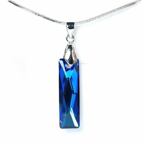 Swarovski® kristályos nemesacél nyaklánc - 25 mm - Hasáb- Bermuda Blue
